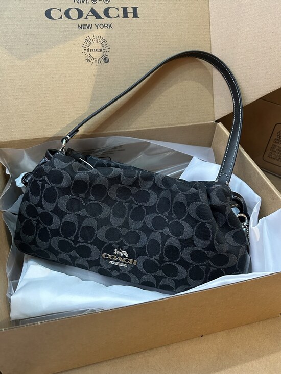 Coach Handbags - Coach Black Signature Denim Small Shoulder Underarm Bag
